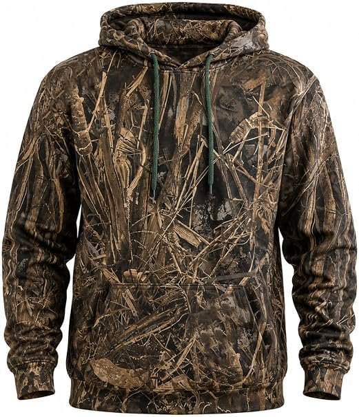 Realtree MAX-7 Camouflage Hunting Hoodie, Cotton Blend Fleece Pullover Sweatshirt with Kangaroo Pocket